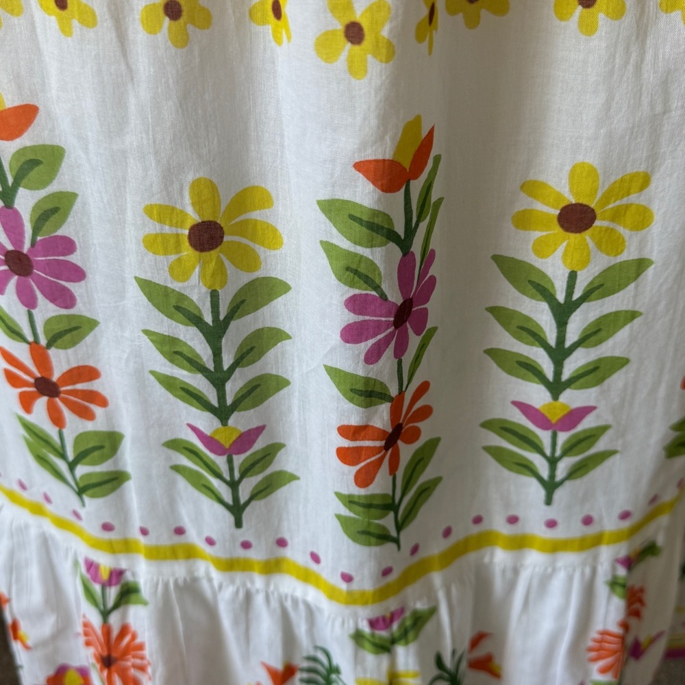 BANJANAN NWT Hannah Dress White Floral Print Long Maxi Flutter Sleeve Sz S - Picture 4 of 10